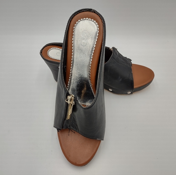 D.F Size 40 Black Leather Mule Shoes - Picture 2 of 15